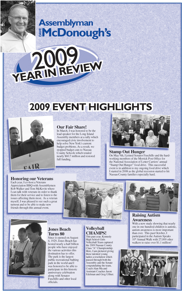 Assemblyman Dave McDonough's 2009 Year in Review