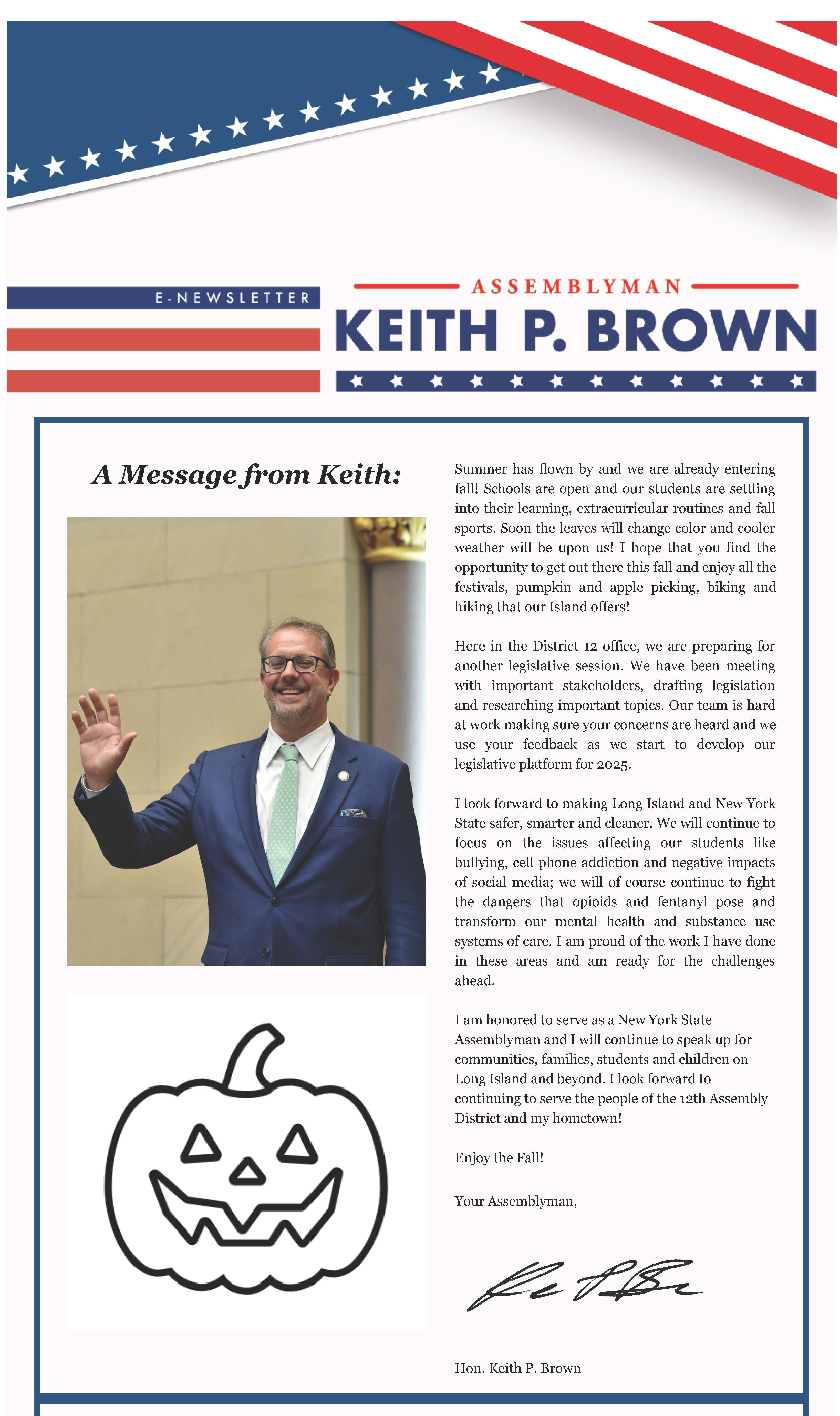 Assemblyman Keith Brown’s Fall 2024 Newsletter