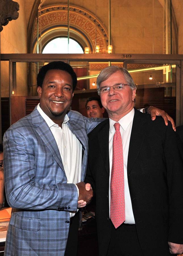 Assemblyman Fred W. Thiele, Jr. pictured in the Assembly Chamber in Albany with Pedro Martinez who was honored by the New York State Legislature on Thursday, February 26, 2015.  In conjunction with Do