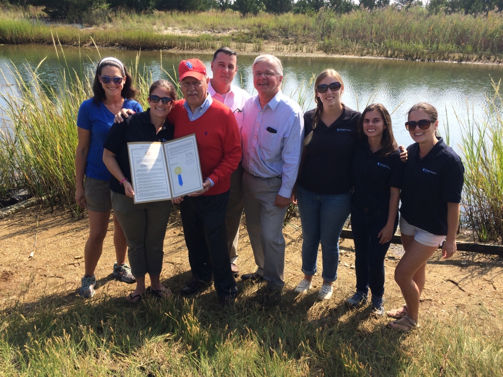 Assemblyman Fred W. Thiele, Jr. (I,D, WF, WE – Sag Harbor) and State Senator Ken LaValle presented the Peconic Estuary Program (PEP) with a Resolution adopted by the State Legislature in 2017 that pro