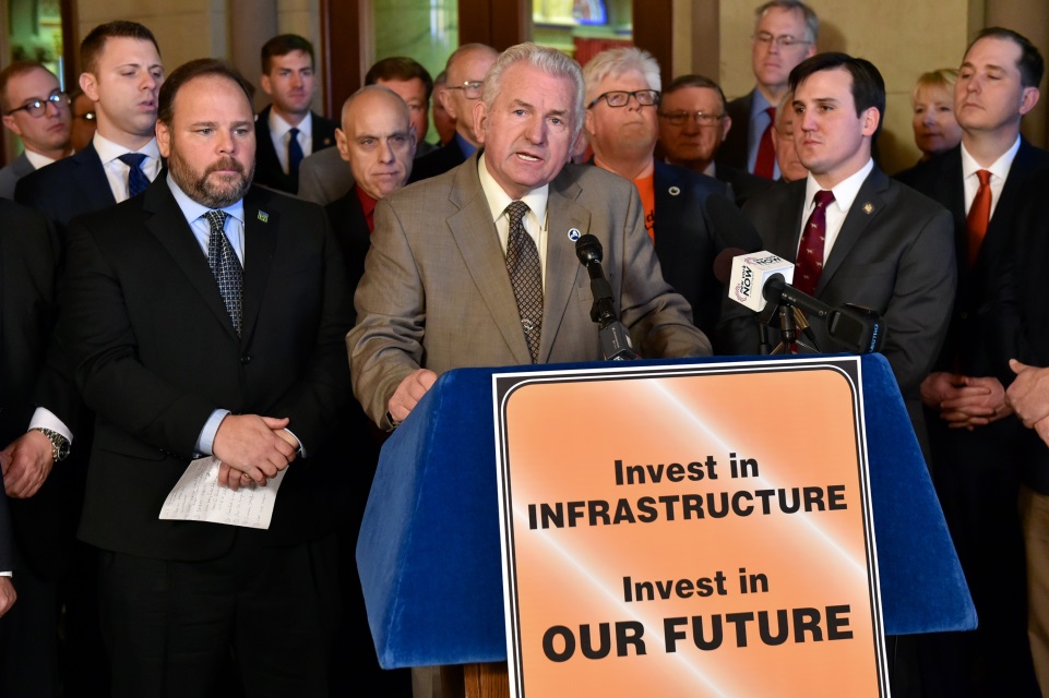 Pictured: Assemblyman Joe DeStefano (R,C,I,Ref-Medord attends Transportation Press Conference in Albany on Monday, January 28, 2019