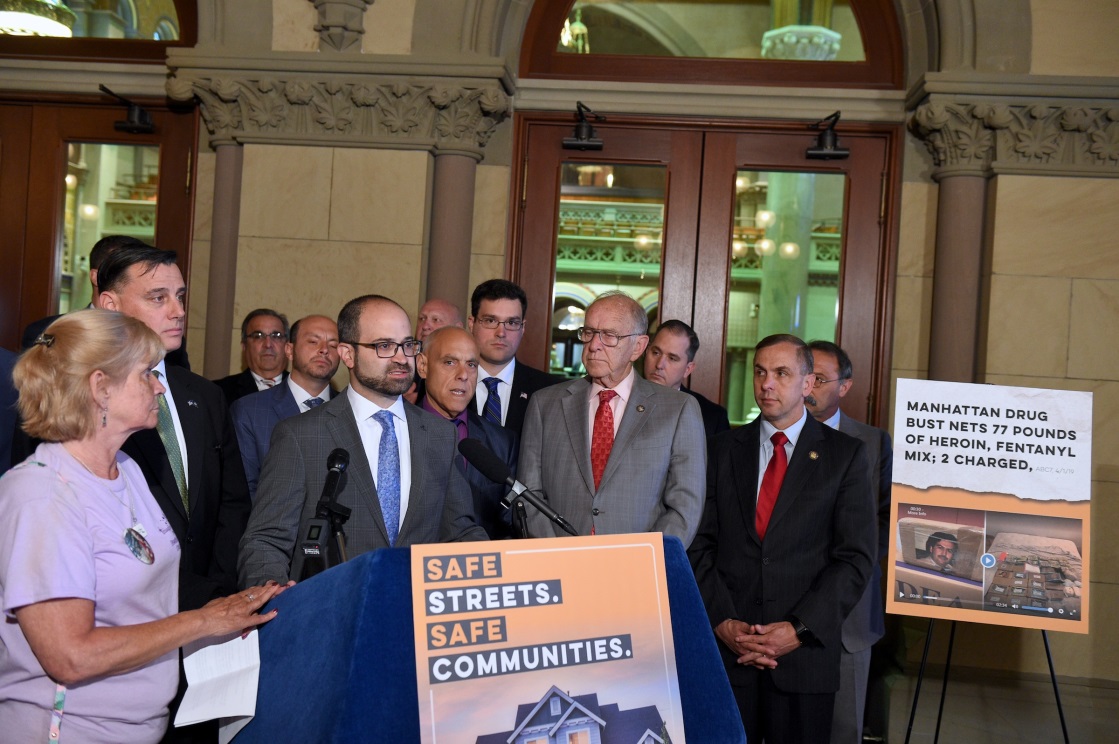 Pictured: Assemblyman Joe DeStefano (R,C,I,Ref-Medford)joins colleagues at a press conference on Wednesday, June 12.
