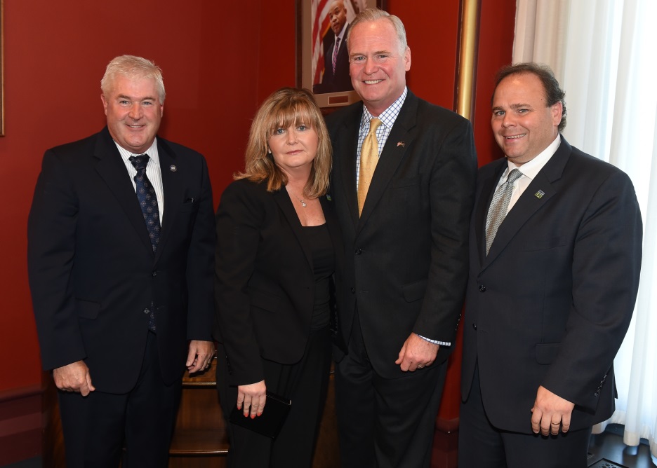 Left to right: Assembly Minority Leader Brian M. Kolb (R,C-Canandaigua), Kathy Albrecht, Assemblymen Michael Fitzpatrick (R,C,I-Smithtown) and Phil Palmesano (R,C,I-Corning)