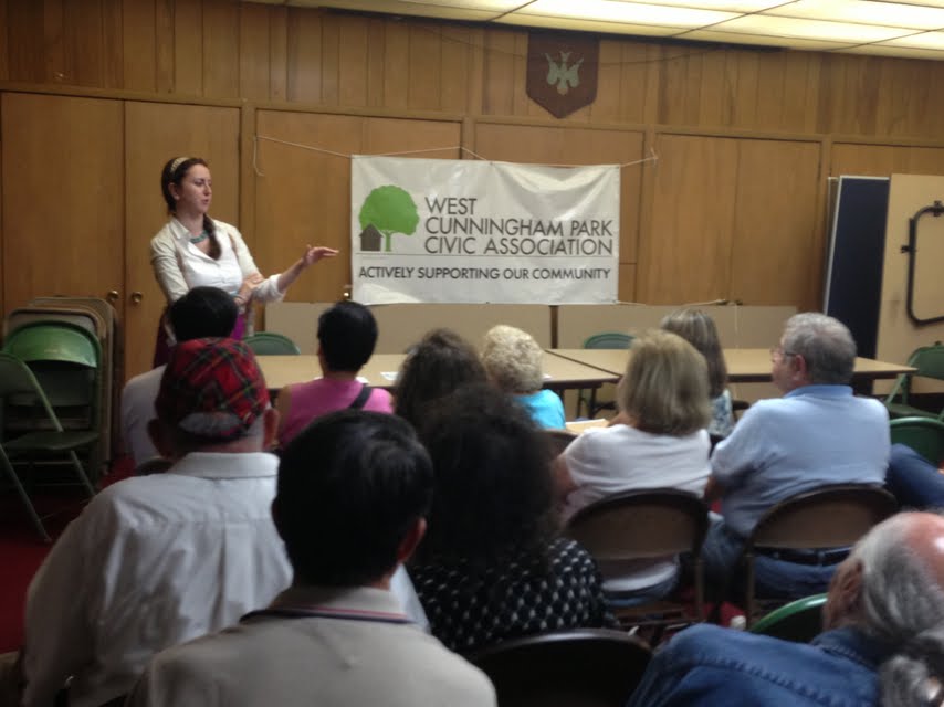 Assemblywoman Nily Rozic discussed community issues with the West Cunningham Park Civic Association.