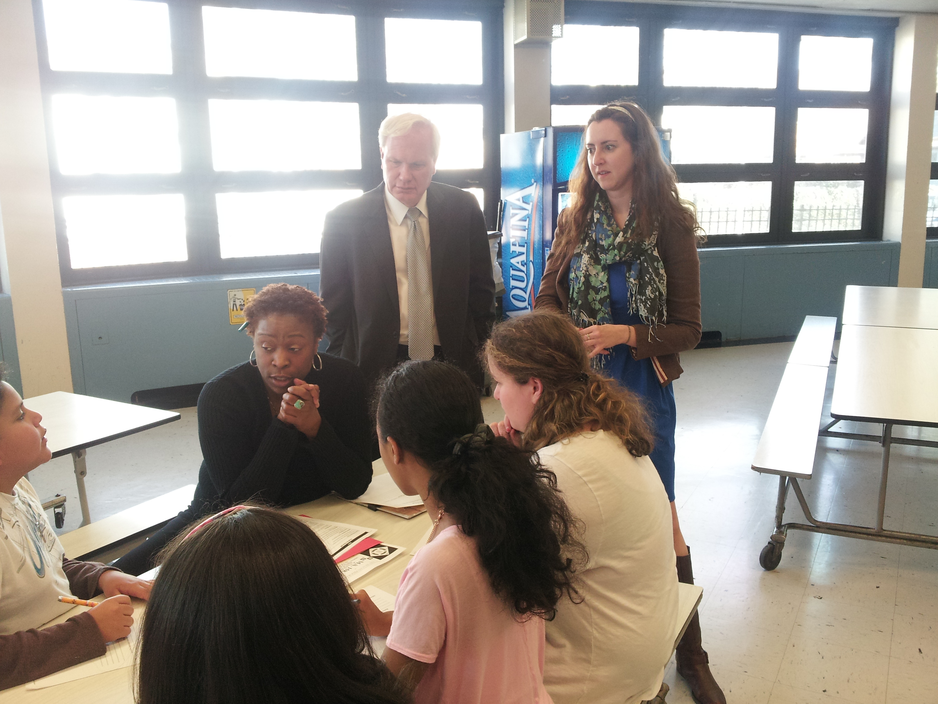Assemblywoman Nily Rozic and State Senator Tony Avella visited M.S. 158 in Bayside to fight for continued funding its Beacon Program.