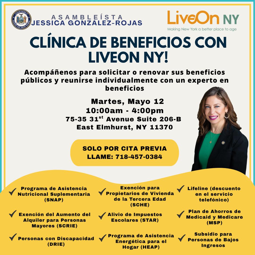 &iexcl;Cl&iacute;nica de Beneficios con Liveon NY! &ndash; 12 de Mayo, 2026