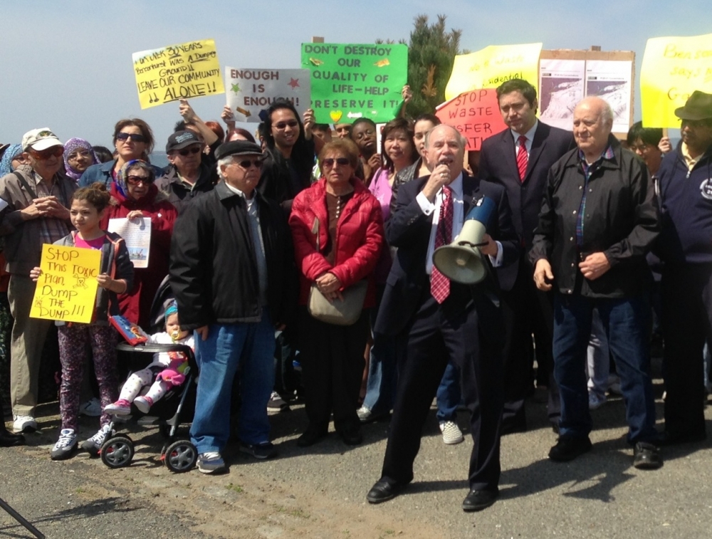 Assemblymember William Colton and numerous community leaders including Bill Naddeo, Nancy Tong, Priscilla Consolo, Ari Kagan, Sid Schatzman and many others  at a rally fighting against the Southwest B
