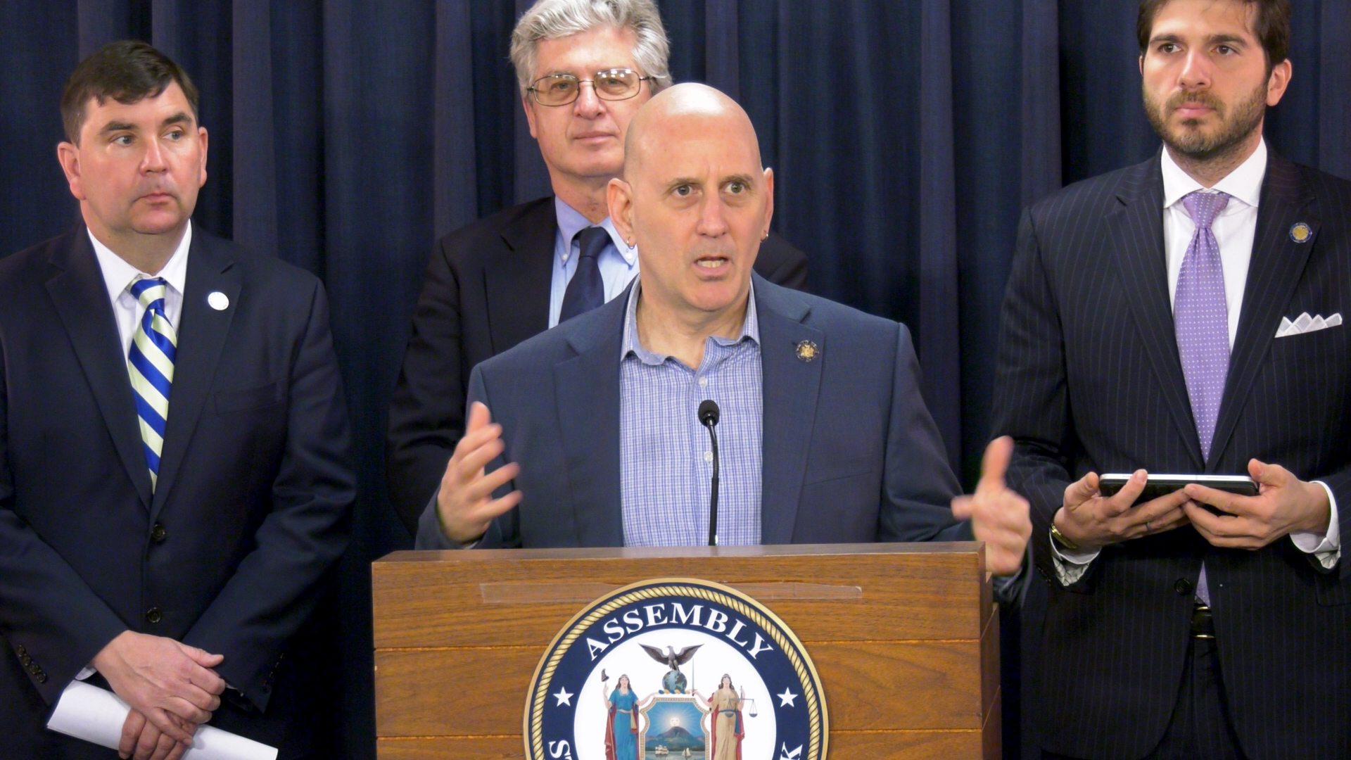 Assemblymember Epstein Makes a Statement During a Press Conference for Students With Disabilities