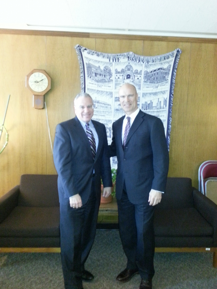 Assemblyman Jeffrey Dinowitz was joined in Albany by former New York Ranger great Mark Messier, who traveled to Albany to discuss the Kingsbridge National Ice Center. Messier is the CEO of the KNIC pr