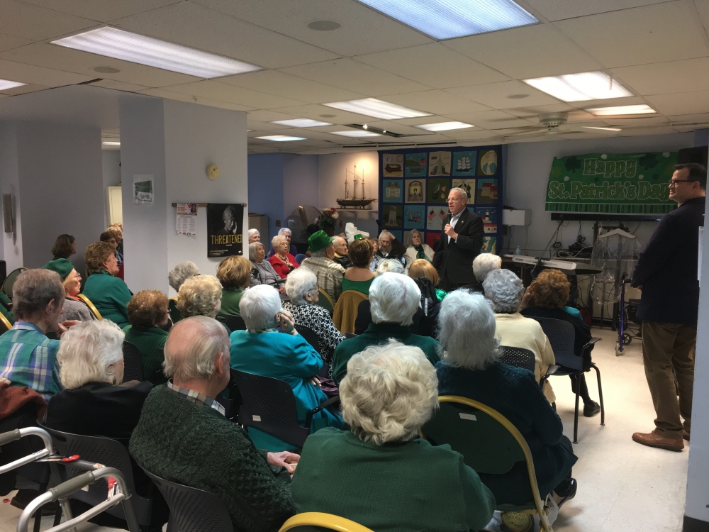 Assemblyman Dinowitz speaking at the Riverdale Senior Center on Saturday March 18th.