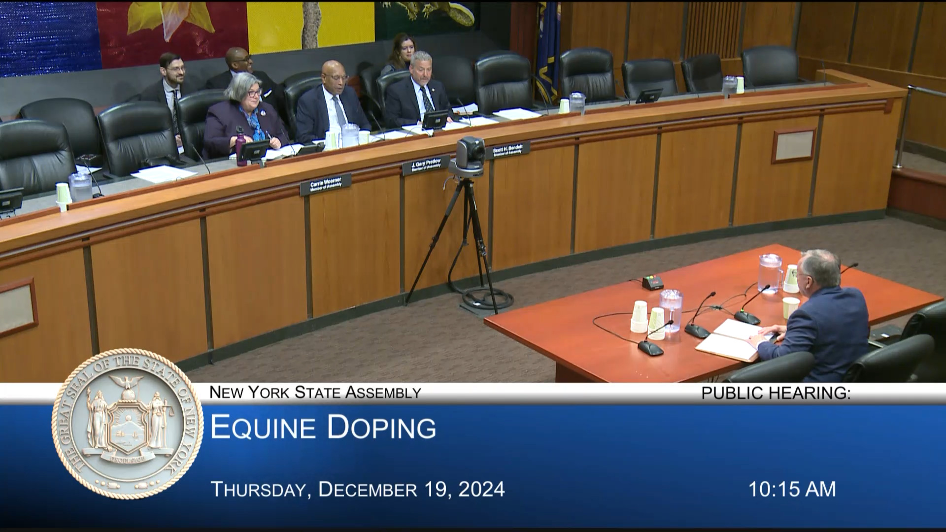 Pretlow Questions Gaming Commission Equine Medical Director at Public Hearing on Equine Doping in New York State