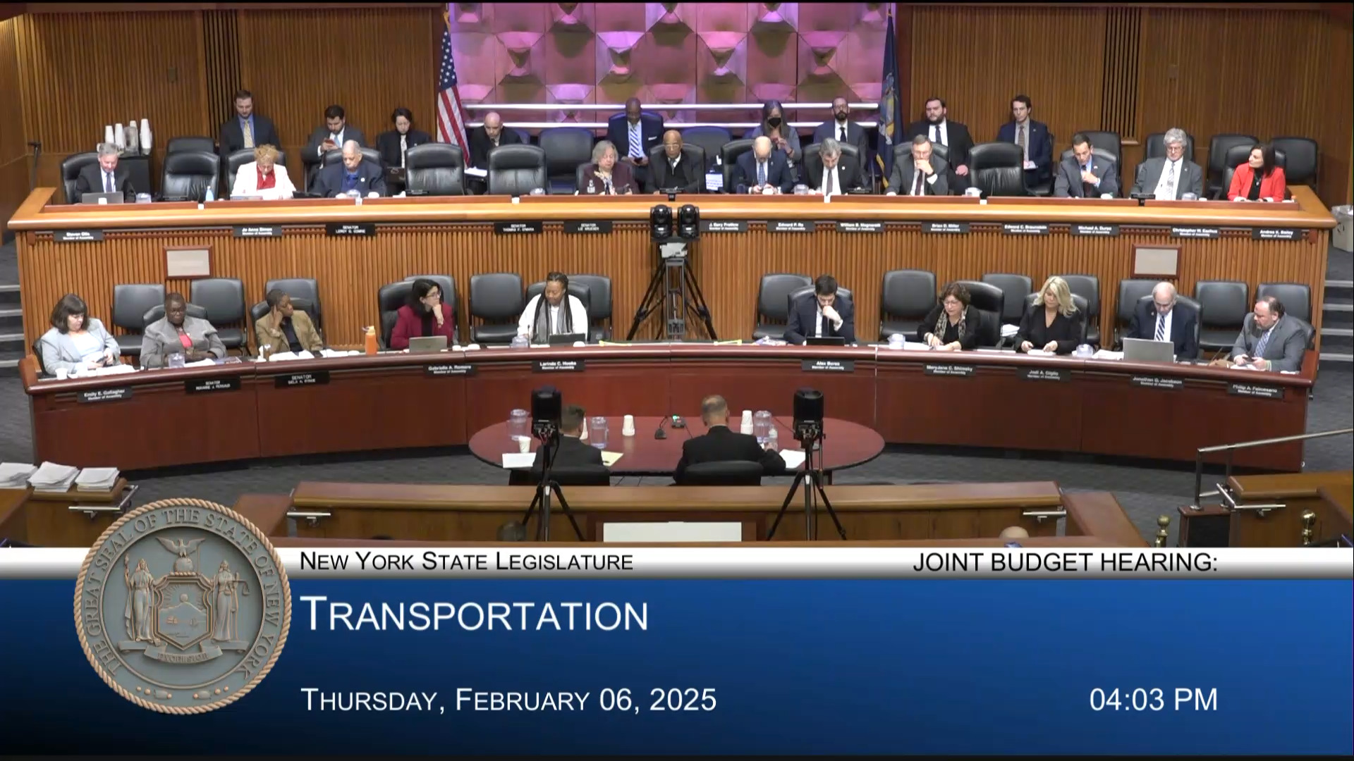 DMV and Thruway Representatives Testify During Joint Budget Hearing on Transportation