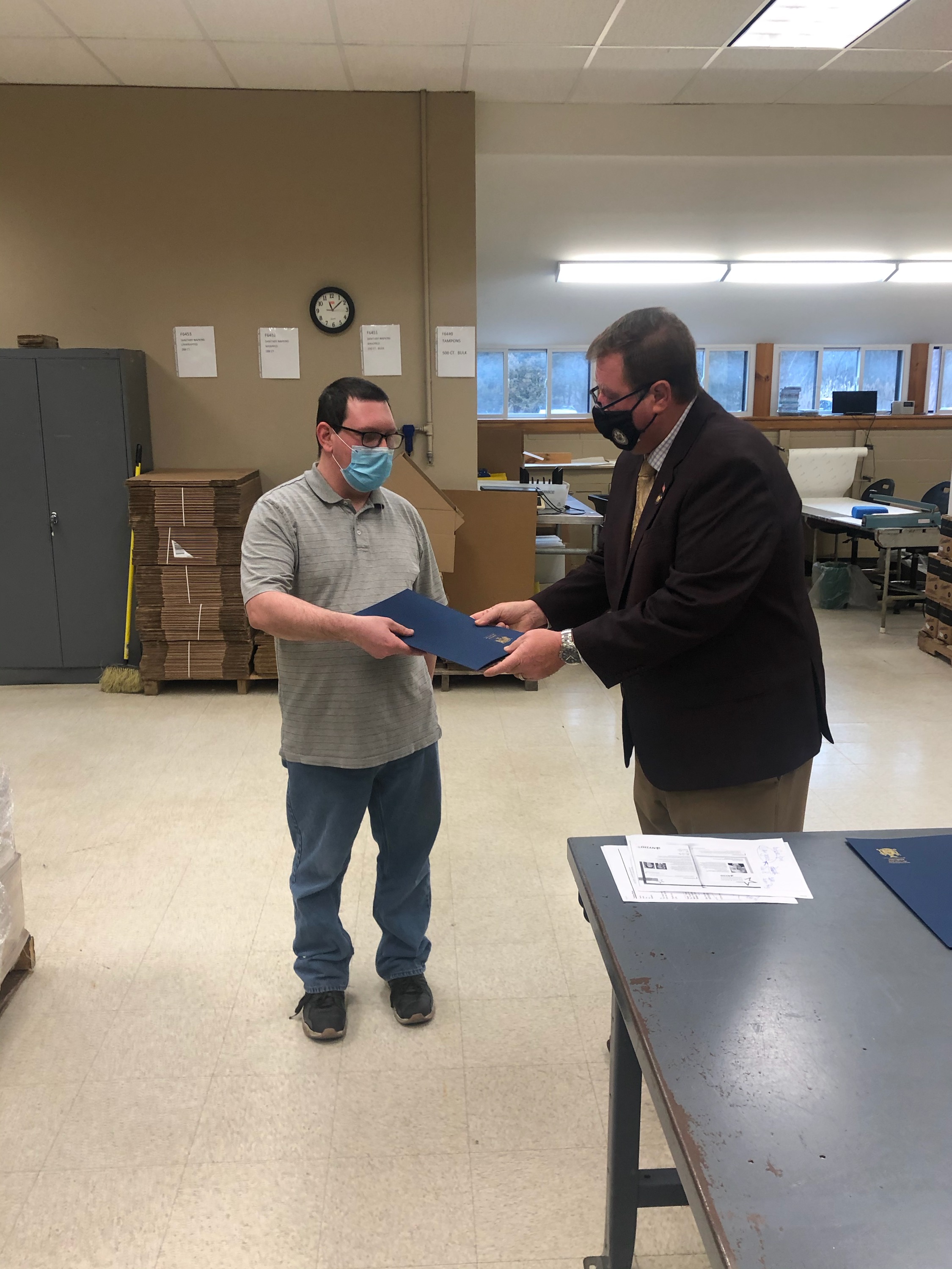 Assemblyman Chris Tague (R,C,I,Ref-Schoharie) went to the Arc Lexington in Schoharie this Tuesday to present Josh Jackson, Ray Trendell, and Chris Stephens with New York State Assembly citations honor