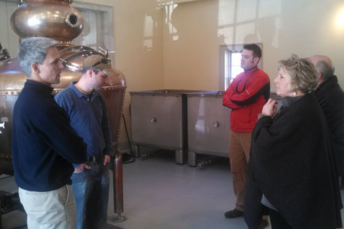 Barrett talking to Jeff Baker, owner of Hillrock Estate Distillery in Ancram, during one of the stops in her ‘Where the Jobs Are’ Tour.