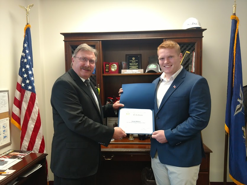 Assemblyman Brian Miller (R,I,C,Ref-New Hartford) was very pleased to honor Sauquiot Valley Central High School’s Austin Bullock, a senior who was nominated for the Presidential Scholars Program,