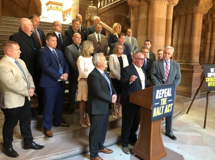 Assemblyman Brian Miller (R,I,C-New Hartford) joined Sen. Dan Stec (R,C-Queensbury), their colleagues and officials from the New York State Corrections Officers Police Benevolent Association (NYSCOPBA
