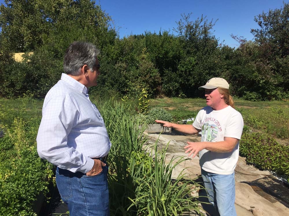 Assemblyman Stirpe discusses the benefits and challenges of farming micro greens and vegetables with Ken Nevius, owner of Fresh Herbs of Fabius.