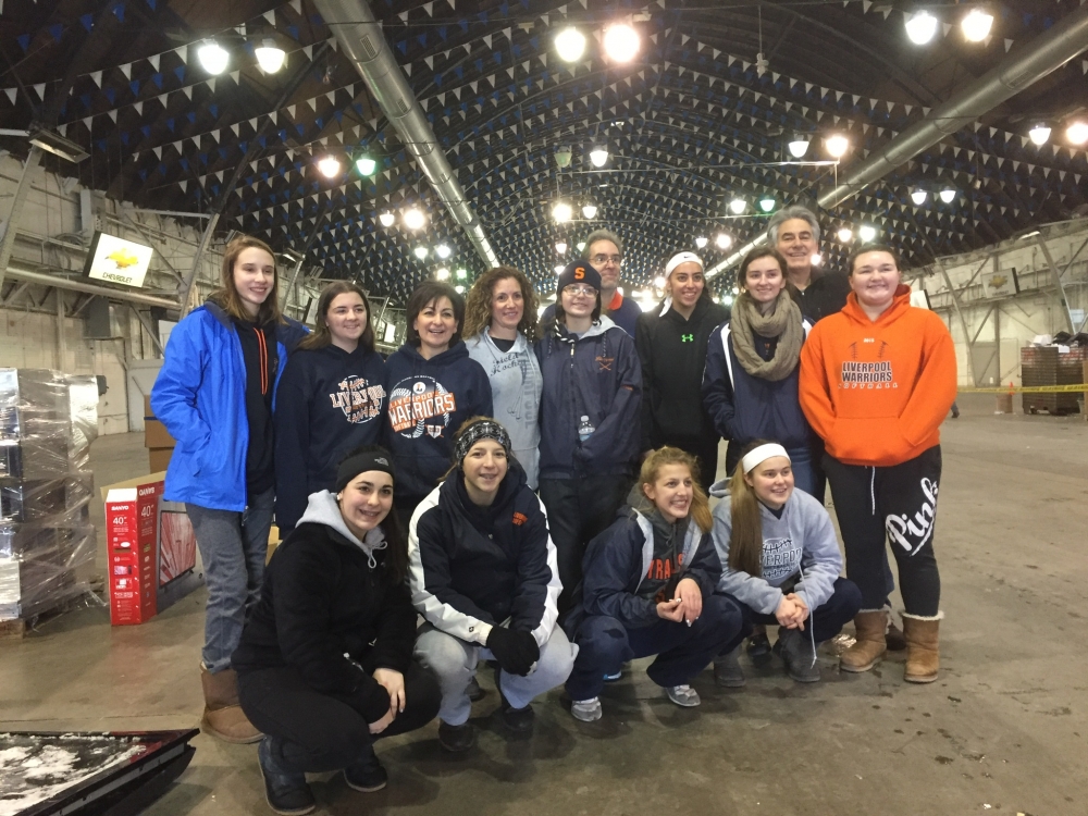 Members of Liverpool High School's athletic teams helped out at Assemblyman Al Stirpe's electronics recycling event held at the state fairgrounds. (January 2017)
