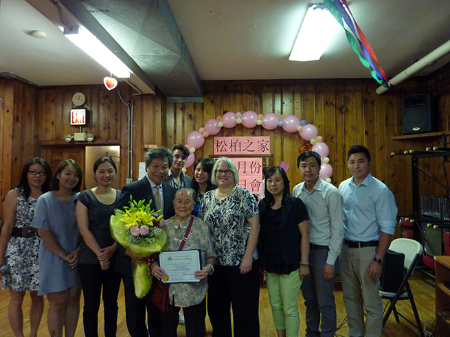 Assemblywoman Weinstein joined administrators and members of the Homecrest Senior Center as they commemorated the 102nd Birthday of member, Xin Di Lei.