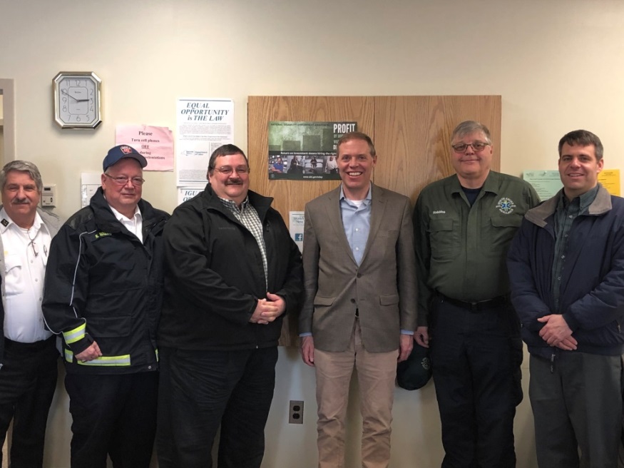 In photo, from left are Dave Butler of TLC Ambulance, Norm Wallis of Northern Oswego County Ambulance, Dave Sherman of Seaway Valley Ambulance, Lyle Robbins of North Shore Ambulance and Zach Menter of Menter’s Ambulance.