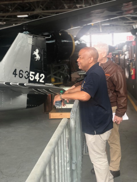 Pictured with Speaker Heastie in second photo at the American Airpower Museum: museum founder Jeff Clyman.