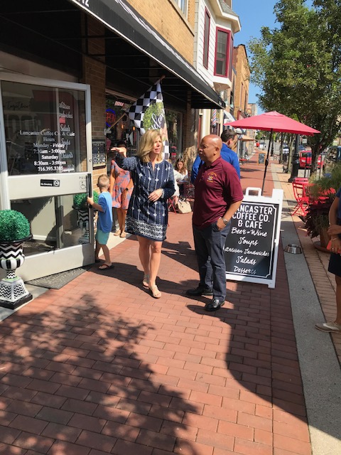 Pictured in the first photo with Speaker Heastie is Assemblymember Monica Wallace during their dowtown walking tour in Lancaster.