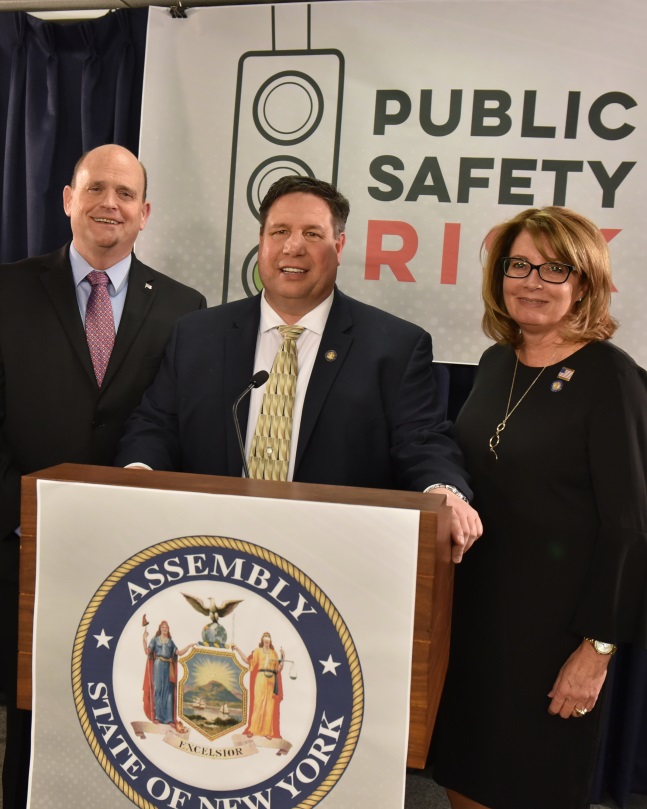 Assemblyman Brian Manktelow (R,C,I,Ref-Lyons), Congressman Tom Reed, and Sen. Pamela Helming at the press conference on Monday, February 24 regarding the Green Light Law.